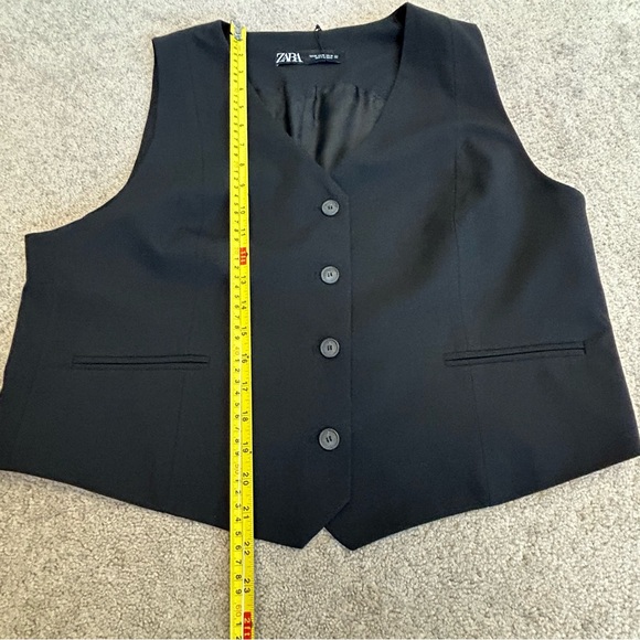 Zara black tailored suit vest V-neck front button closure welt pocket XXL NWT - Picture 4 of 12